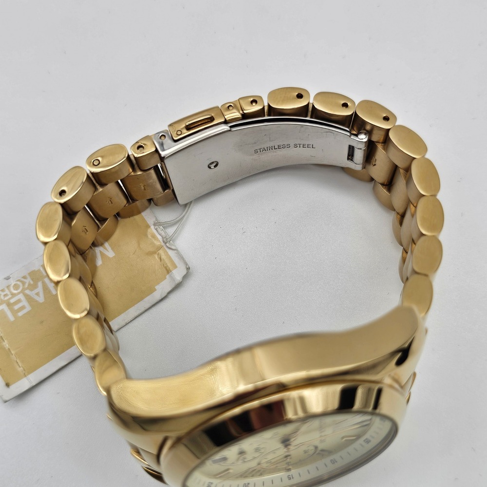 Michael Kors Unisex Watch Bradshaw Chronograph Gold Tone Stainless MK5605 43mm - Picture 9 of 11